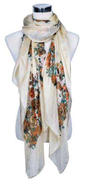 Schal 100% Seide Paj Bunt Festlich Hell Sommerlich Beige Braun